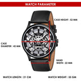 Jainx Transparent Skeleton Dial Leather Strap Analog Wrist Watch for Men - JM7253