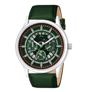 Jainx Transparent Skeleton Dial Leather Strap Analog Wrist Watch for Men - JM7254