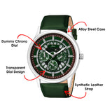 Jainx Transparent Skeleton Dial Leather Strap Analog Wrist Watch for Men - JM7254