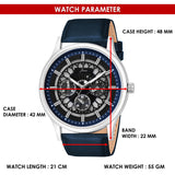 Jainx Transparent Skeleton Dial Leather Strap Analog Wrist Watch for Men - JM7255