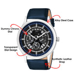 Jainx Transparent Skeleton Dial Leather Strap Analog Wrist Watch for Men - JM7255