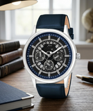Jainx Transparent Skeleton Dial Leather Strap Analog Wrist Watch for Men - JM7255