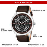 Jainx Transparent Skeleton Dial Leather Strap Analog Wrist Watch for Men- JM7256