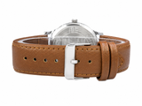 Jainx JM7258 tan leather strap watch for men with silver analog dial.

