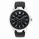 Analog watch for men under 500 with black dial and leather strap