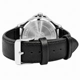 Analog watch for men under 500 with black dial and leather strap