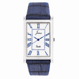 Jainx JM7261  executive rectangular white dial blue strap analog watch for men