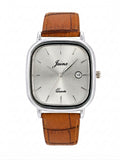 Jainx JM7262 silver dial brown strap analog watch for men