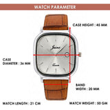 Jainx JM7262 silver dial brown strap analog watch for men
