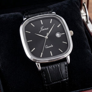 black dial black strap square analog watch for men by Jainx