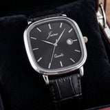 black dial black strap square analog watch for men by Jainx