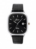 black dial black strap square analog watch for men by Jainx
