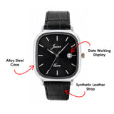 black dial black strap square analog watch for men by Jainx