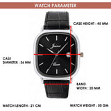 black dial black strap square analog watch for men by Jainx