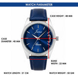 Jainx Sun-Ray Blue Dial Leather Band Analog Watch for Men - JM7265