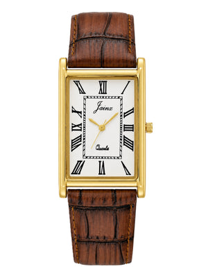 Jainx Executive Rectangular Shape Brown Leather Strap Analog Watch for Men - JM7266