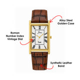 Jainx Executive Rectangular Shape Brown Leather Strap Analog Watch for Men - JM7266