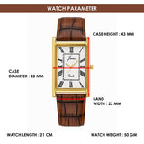 Jainx Executive Rectangular Shape Brown Leather Strap Analog Watch for Men - JM7266