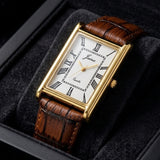 Jainx Executive Rectangular Shape Brown Leather Strap Analog Watch for Men - JM7266