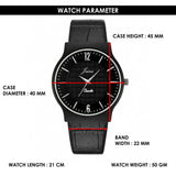 Jainx Slim Black Leather Band Analog Wrist Watch for Men - JM7267
