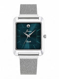 Jainx Square Teal Color Dial Mesh Steel Chain Analog Watch for Men JM7268