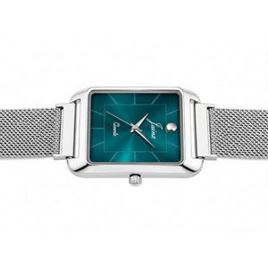 Jainx Square Teal Color Dial Mesh Steel Chain Analog Watch for Men JM7268
