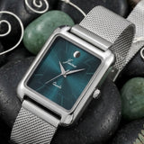 Jainx Square Teal Color Dial Mesh Steel Chain Analog Watch for Men JM7268