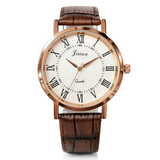 Jainx Roman Index White Dial Leather Band Analog Watch for Men - JM7269