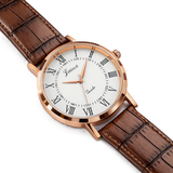 Jainx Roman Index White Dial Leather Band Analog Watch for Men - JM7269