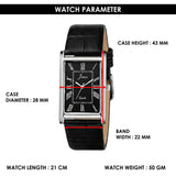 Jainx Executive Rectangular Shape Black Leather Strap Analog Wrist Watch for Men - JM7270