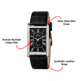 Jainx Executive Rectangular Shape Black Leather Strap Analog Wrist Watch for Men - JM7270