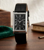 Jainx Executive Rectangular Shape Black Leather Strap Analog Wrist Watch for Men - JM7270