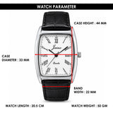 Jainx Executive Tonneau Shape Black Leather Strap Analog Wrist Watch for Men - JM7271