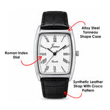 Jainx Executive Tonneau Shape Black Leather Strap Analog Wrist Watch for Men - JM7271