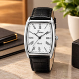 Jainx Executive Tonneau Shape Black Leather Strap Analog Wrist Watch for Men - JM7271