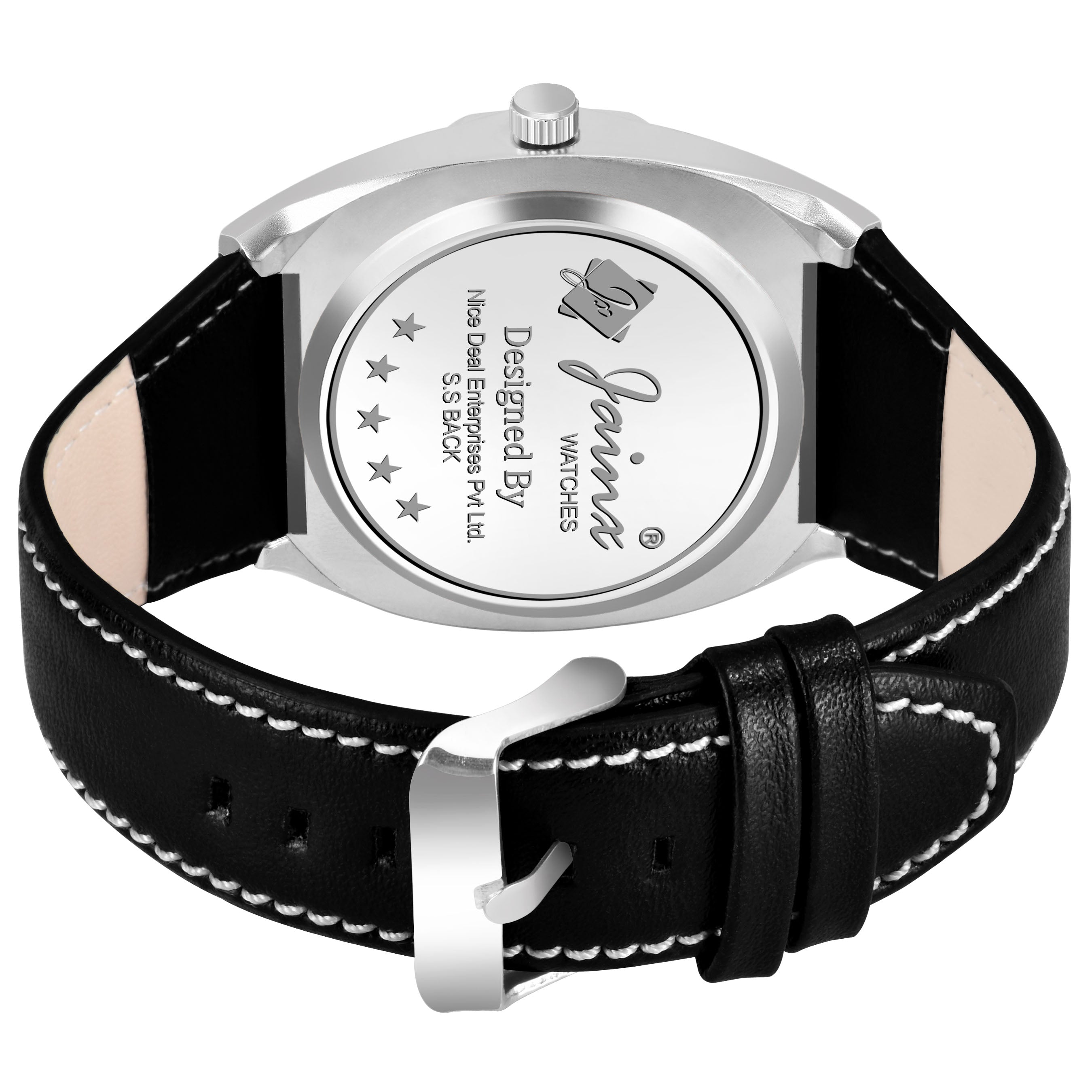 Jainx Silver Dial Black Leather Strap Watch For Men - JM7166 - Jainx Store