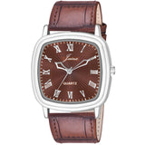 Jainx Brown Dial Brown Leather Strap Watch For Men - JM7161 - Jainx Store