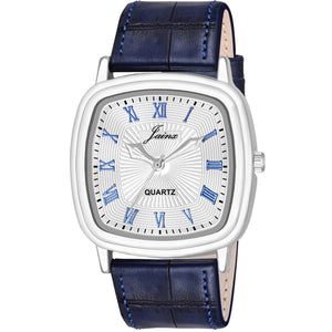 Jainx Silver Dial Blue Leather Strap Watch For Men - JM7162 - Jainx Store