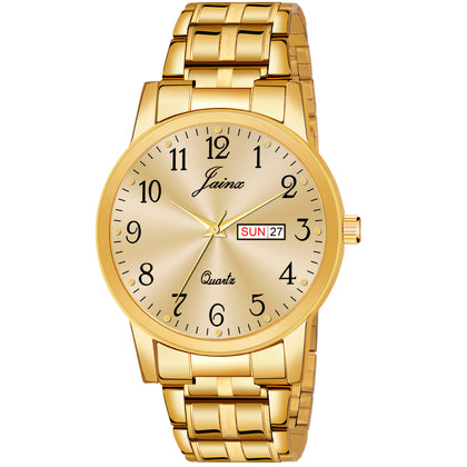 Jainx Premium Day & Date Feature Golden Dial Analogue Watch For Men - JM1179 - Jainx Store