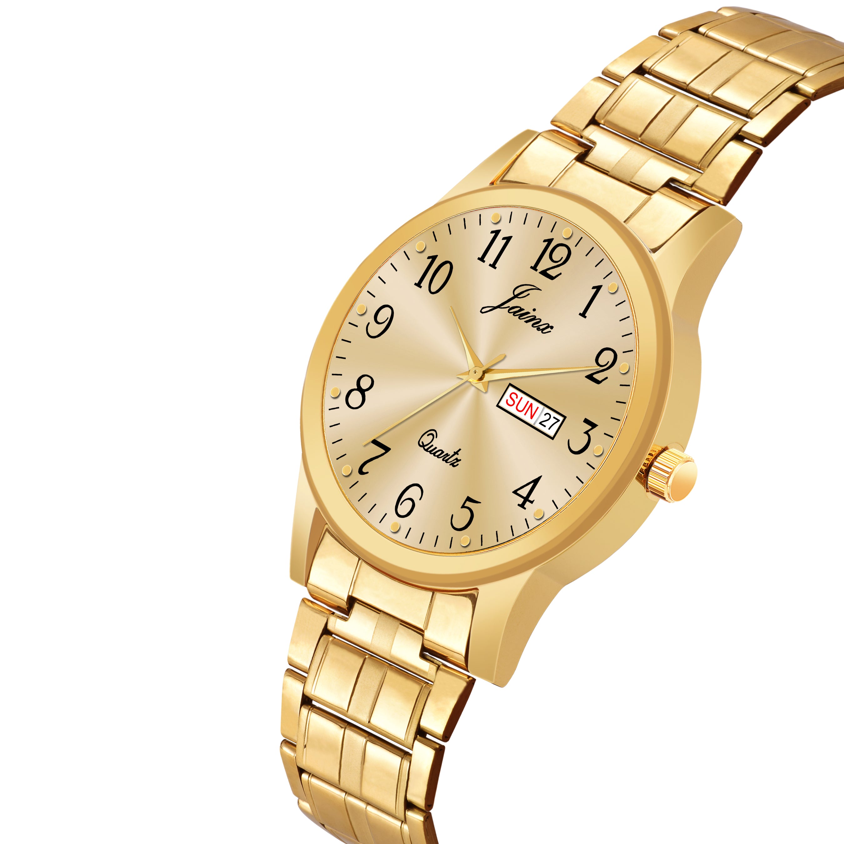 Jainx Premium Day & Date Feature Golden Dial Analogue Watch For Men - JM1179 - Jainx Store