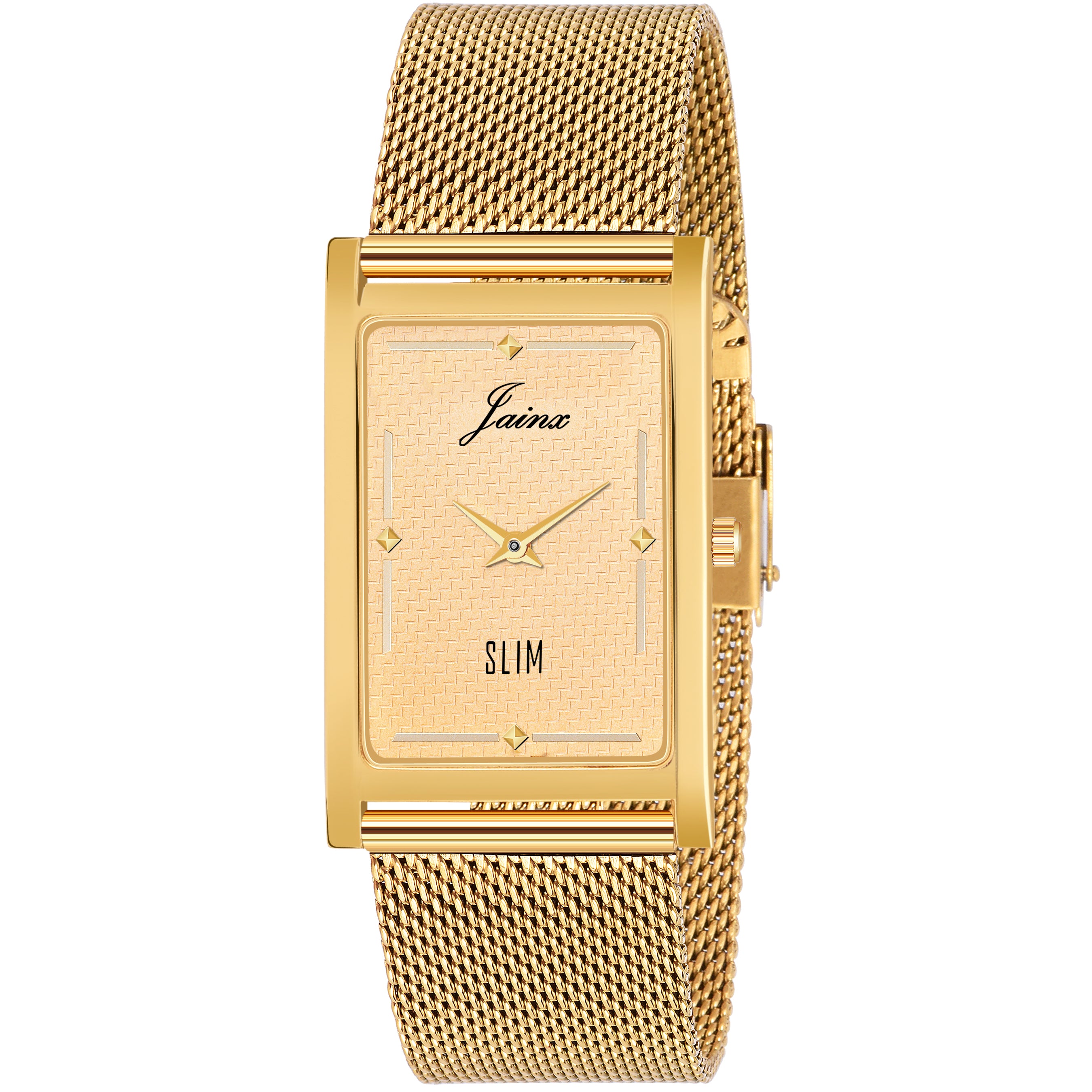 Jainx Premium Slim Squre Dial and Golden Mesh Chain Analogue Watch For Men - JM1181 - Jainx Store