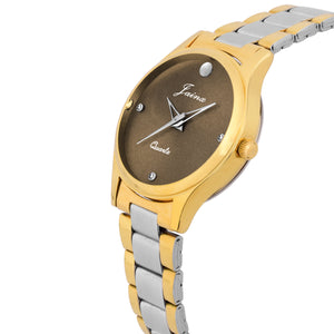 Jainx Premium Brown Dial Golden Analog Watch - For Women JW1203