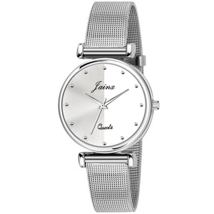 Jainx Silver Steel Mesh Chain Analog Watch - For Women JW668