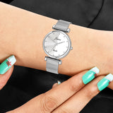 Jainx Silver Steel Mesh Chain Analog Watch - For Women JW668