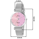 Jainx Pink Dial Steel Mesh Chain Analog Watch - For Women JW672