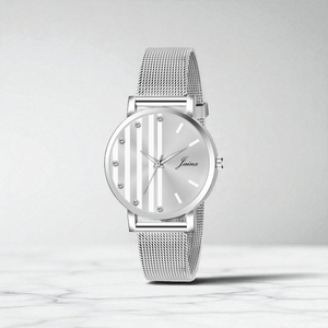 Jainx JW687 Silver Dial Steel Mesh Chain Analog Watch - For Women