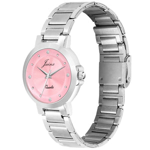 Jainx Pink Dial Steel Chain Analog Watch - For Women JW8514