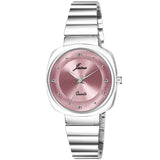 Jainx Pink Steel Chain Analog Wrist Watch for Women - JW8541