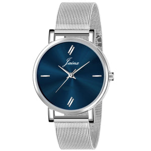 Jainx Blue Dial Silver Mesh Chain Analog Wrist Watch for Women - JW8556 - Jainx Store