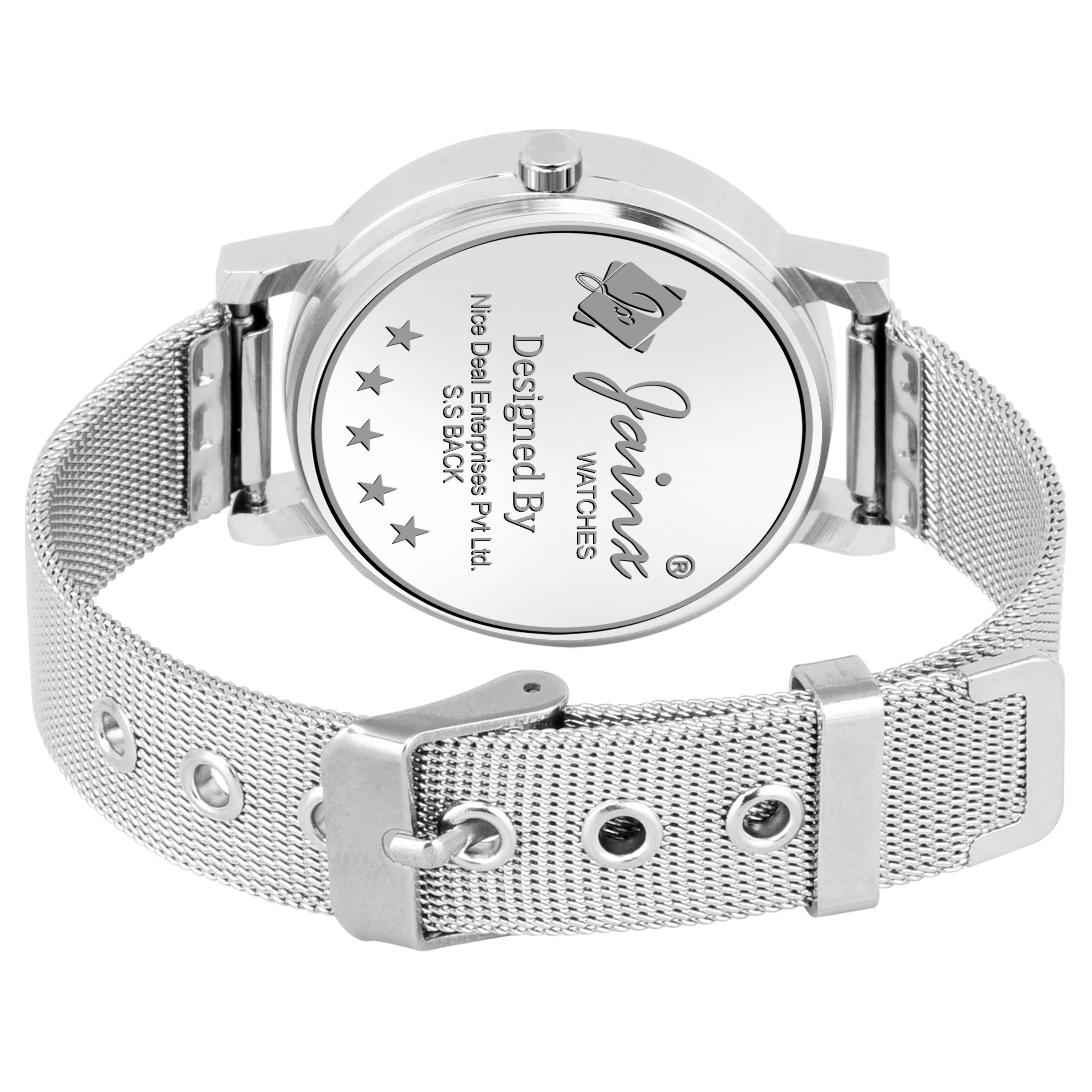 Jainx Blue Dial Silver Mesh Chain Analog Wrist Watch for Women - JW8556 - Jainx Store